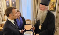 Makron i Milatović sa Joanikijem u Cetinjskom manastiru