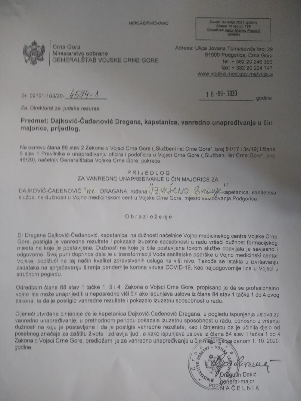 Жени специјалног тужиоца Саше Чађеновића за двије године два чина