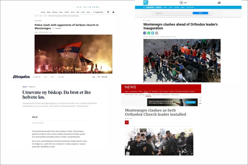 (ФОТО) Страни медији: Догађаји на Цетињу оголили дубоке подјеле у Црној Гори