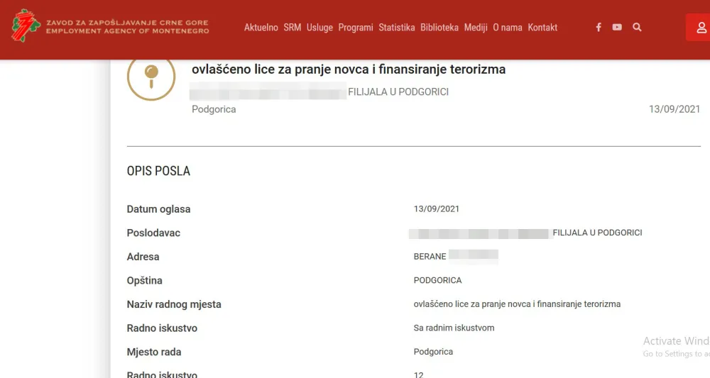 Вјеровали или не: Расписан оглас за овлашћено лице за прање новца и финансирање тероризма