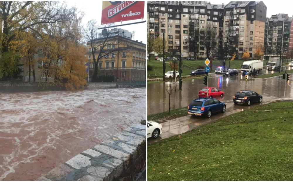 (ВИДЕО) Потоп у Сарајеву: Миљацка набујала, Босна се излила, дјеца не иду у школу