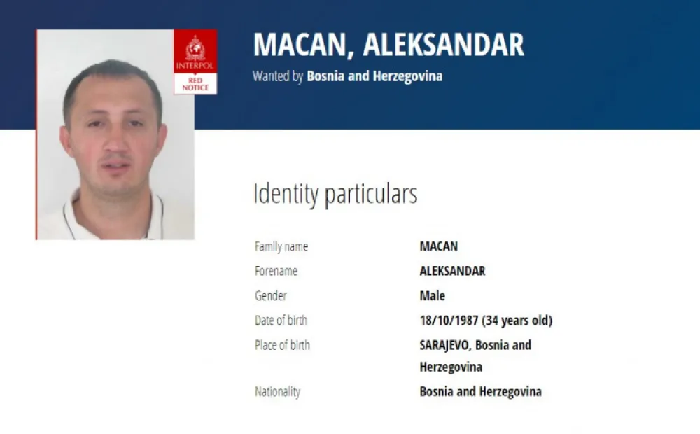 Интерпол: Црвена потјерница за Мацаном због убиства полицајаца