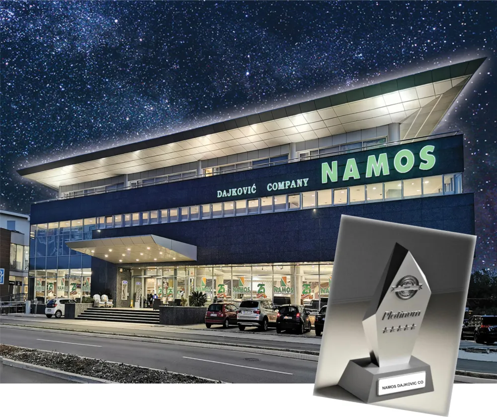 PLATINASTI SERTIFIKAT ZA VI&Scaron;EGODI&Scaron;NJE IZVRSNO POSLOVANJE - NAMOS DAJKOVIĆ COMPANY