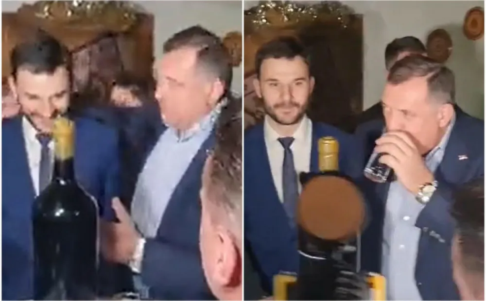 (ВИДЕО) Додик дошао у штаб, донио ракију и запјевао: Не може нам нико ништа