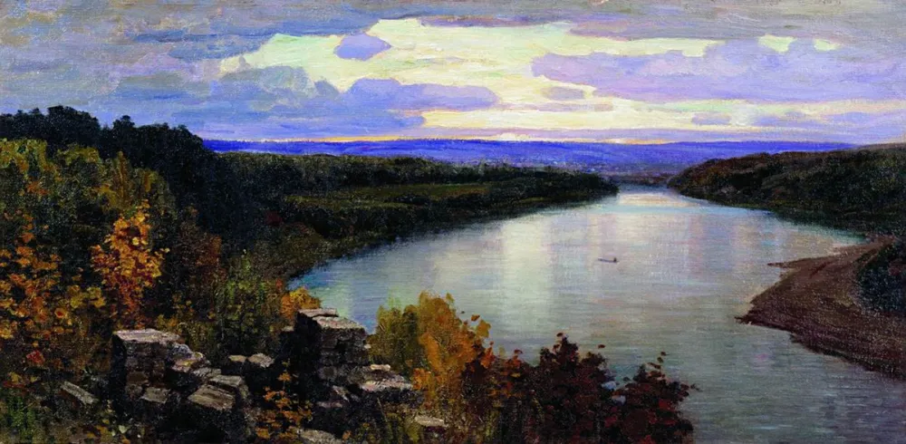 Василиј Поленов: Ока. Вече, 1903.Музеј у Харкову 
