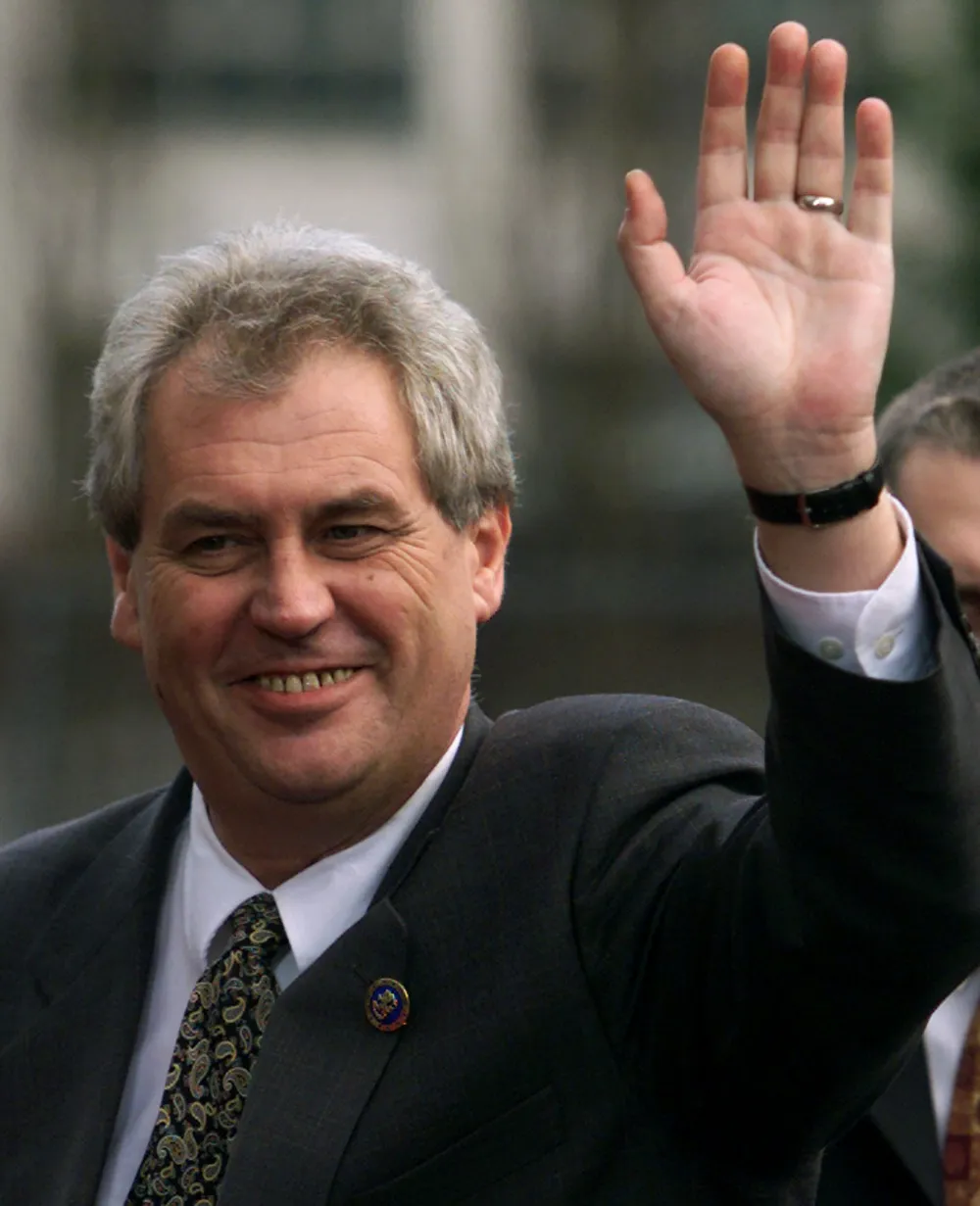 SUM29D:EU-SUMMIT:HELSINKI,11DEC99 - Czech Republic Prime Minister Milos Zeman waves as he arrives for a meeting of candidate countries and leaders of EU member countries at an European Union summit in Helsinki, December 11. Leaders of 13 European Union candidate countries joined the heads of government of the 15 current members on Saturday, with Turkey finally making it into the EU family photo for the last summit of the century. mur/Photo by Michael Urban REUTERS