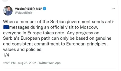 Bilčik o posjeti Vulina Moskvi: Srbija da uskladi svoju politiku sa EU