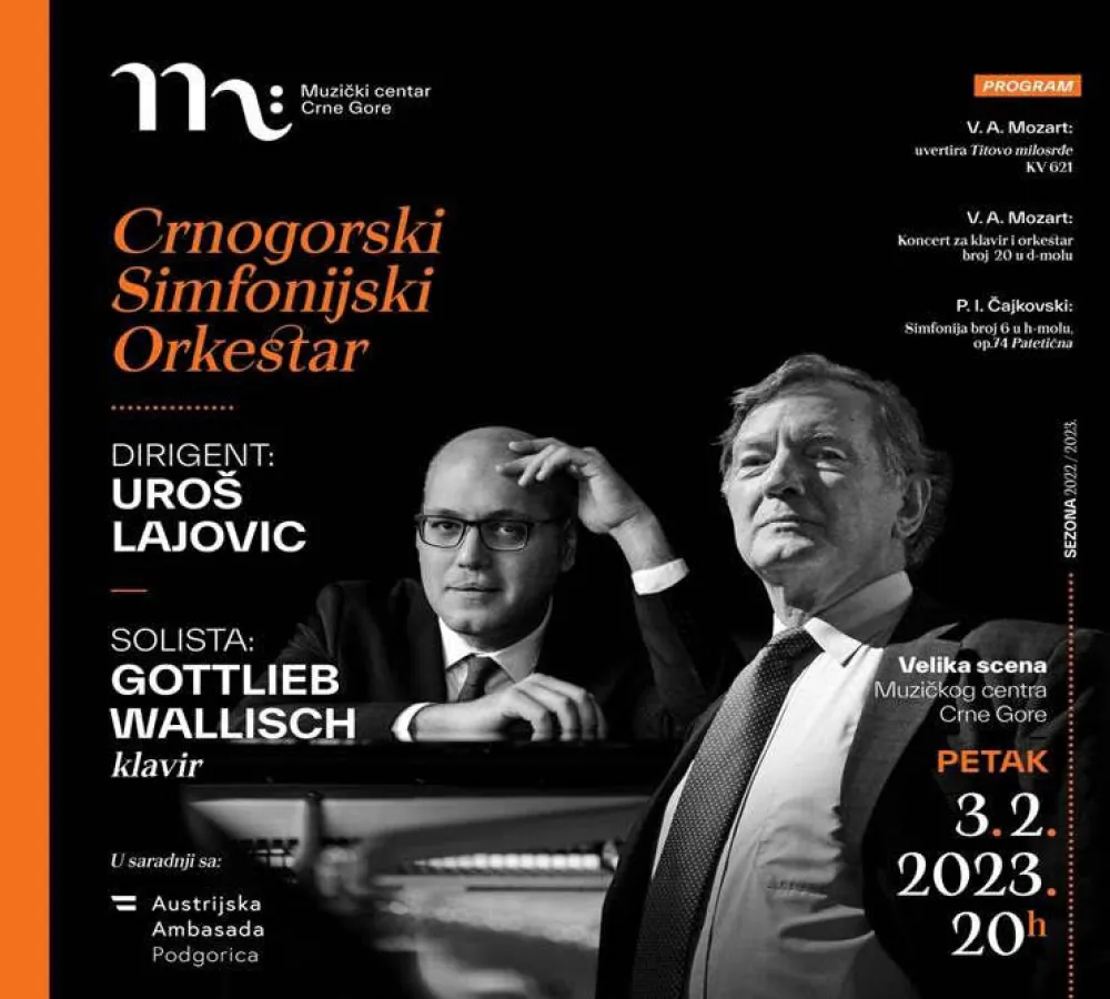 CSO, Uro&scaron; Lajovic i Gotlib Vali&scaron; izvode Mocarta i Čajkovskog 