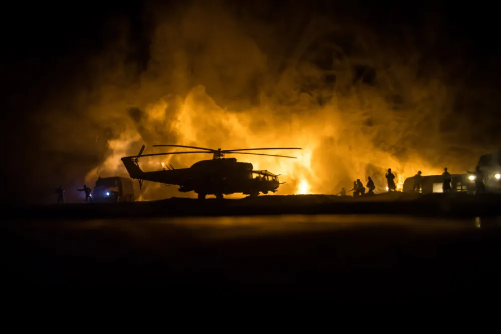 helikopter eksplozija ilustracija