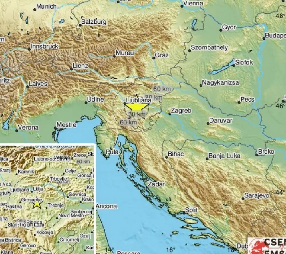 Slabiji zemljotres pogodio Sloveniju