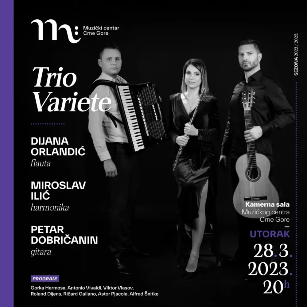 "Trio Variete" u Kamernoj sali Muzičkog centra
