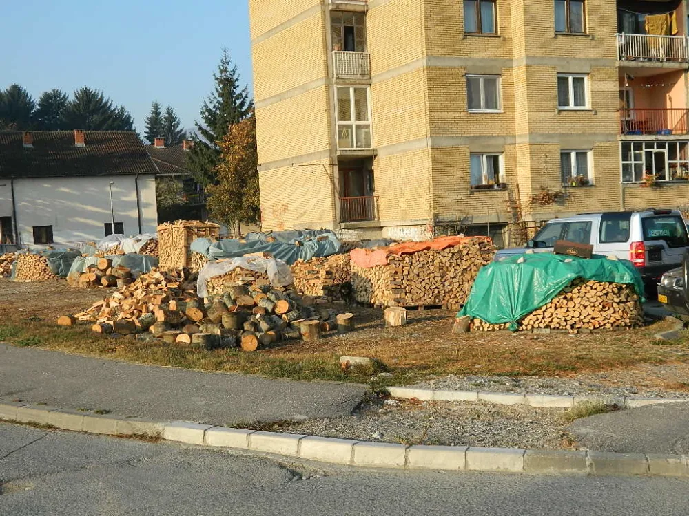 Дрвљаници испред стамбених зграда у Беранама