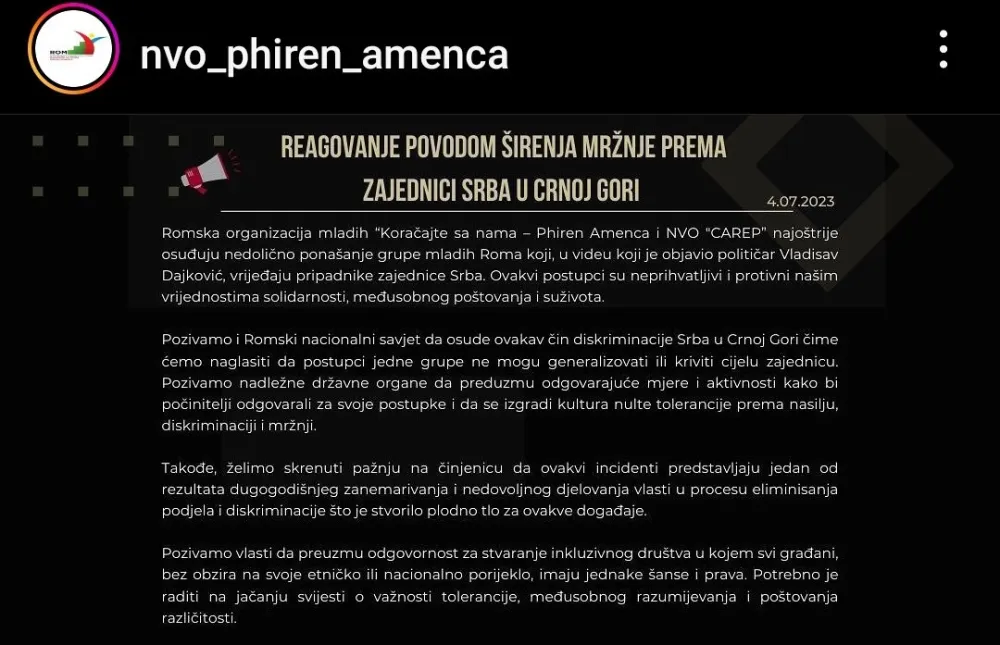 reagovanje nvo romi