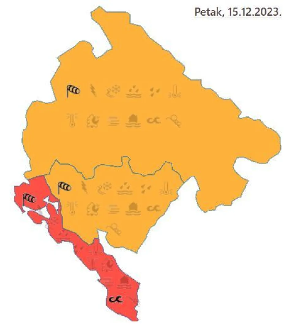 Sjutra olujni vjetar: Na snazi crveni i narandžasti meteoalarm