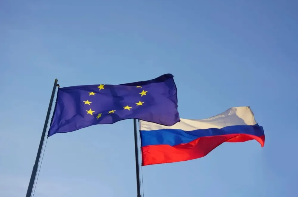 Ilustracija<br>zastave Evropske unije i Rusije