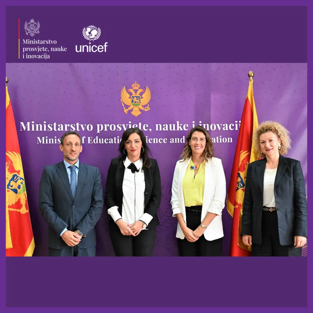 Jak&scaron;ić Stojanović sa delegacijom UNICEF-a: Reforma obrazovnog sistema od su&scaron;tinskog značaja za napredak Crne Gore ka članstvu u EU