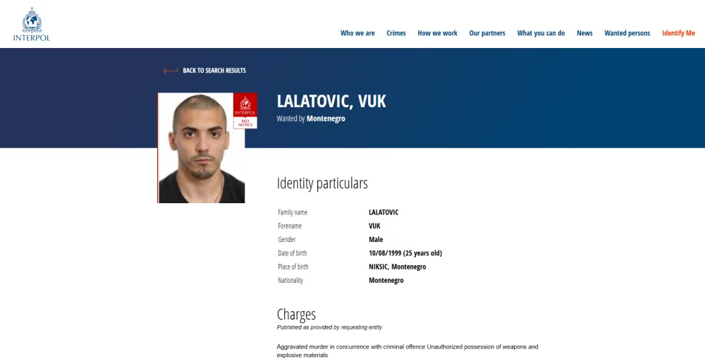 Raspisana crvena INTERPOLOVA potjernica za Vukom Lalatovićem 