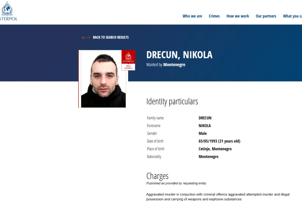 Raspisanja Interpolova potjernica za Drecunom