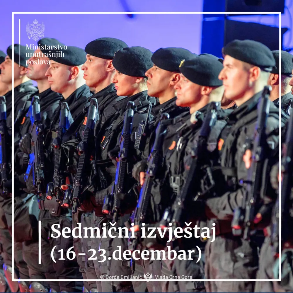 Sedmični izvje&scaron;taj Uprave policije