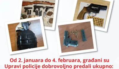 Građani policiji predali 2017 komada oružja, 67.210 municije, 209 bombi