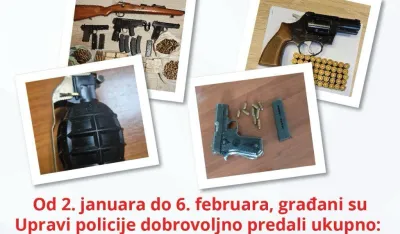 Građani policiji predali 2123 komada oružja, 70.086 komada municije, 223 komada bombi