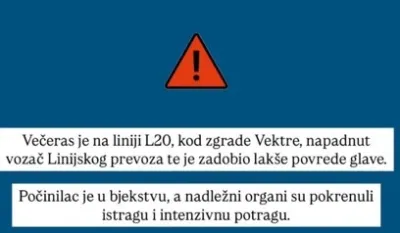 Napadnut vozač Linijskog prevoza, potraga za osumnjičenim