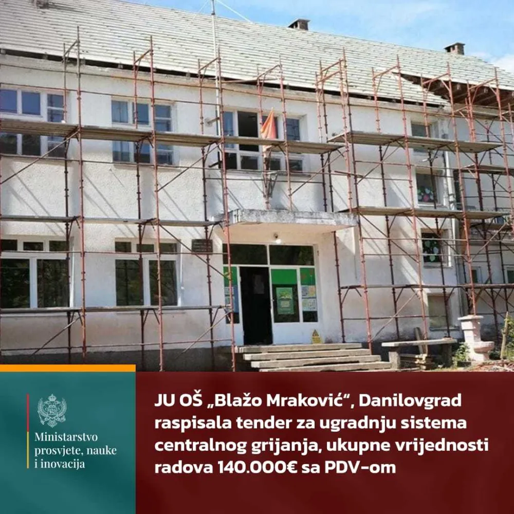 Raspisani tenderi sa sisteme grijanja u tri obrazovne ustanove
