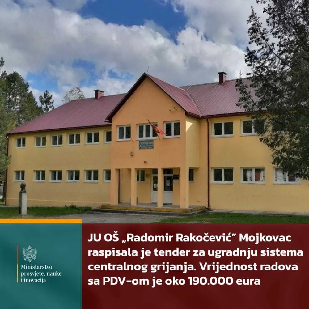 Raspisan tender za ugradnju grijanja u mojkovačkoj &scaron;koli "Radomir Rakočević"