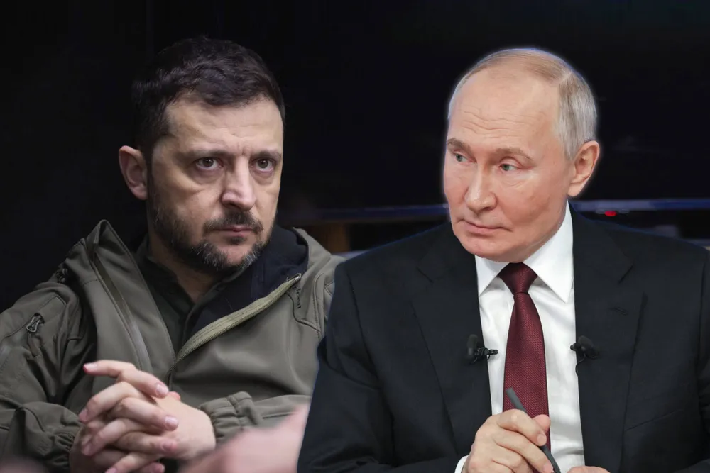 Fotomontaža: Vladimir Putin i Volodimir Zelenski