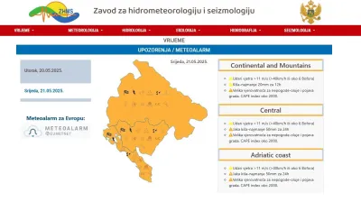 Za sjutra narandžasti meteo-alarm: Upozorenje na oluju, jak vjetar i obilnu ki&scaron;u