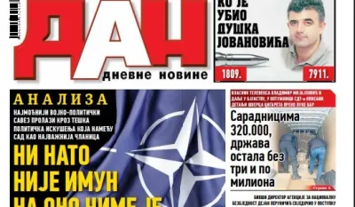 Naslovna strana "Dana" za 23. januar 2026.