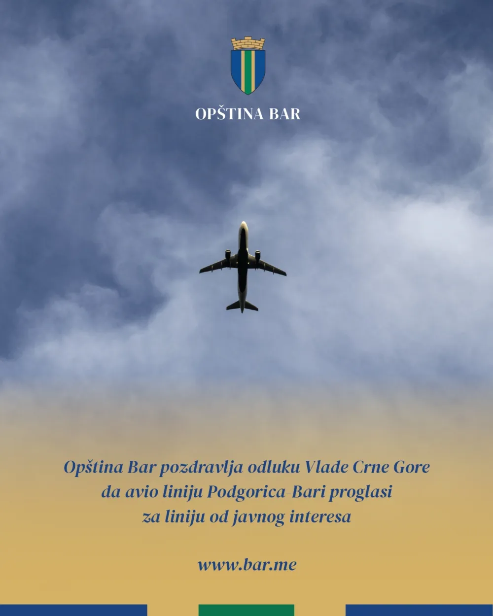 Op&scaron;tina Bar: Avio-linija Podgorica-Bari biće od velikog značaja za razvoj turizma i ekonomije