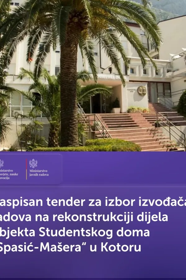 Raspisan tender za rekonstrukciju dijela Studentskog doma u Kotoru