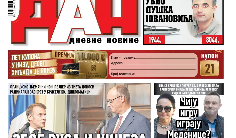 Naslovna strana "Dana" za 7.jun