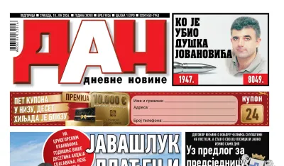 Naslovna strana "Dana" za 10. jun 2026
