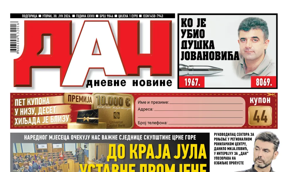 Naslovna strana "Dana" za 30. jun